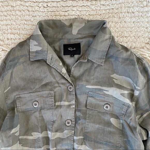 RAILS green camo Everett linen button up top M - Picture 4 of 13